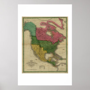 北アメリカの地図1826年 ポスター