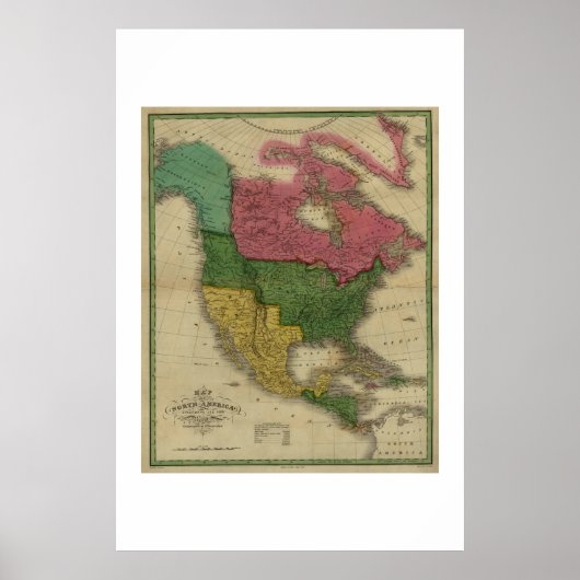 北アメリカの地図1826年 ポスター (正面)