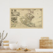 北アメリカの地図by Herman Moll 1715 ポスター (キッチン)