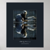 北アメリカの川のカワウソのログ野生生物写真 ポスター (正面)