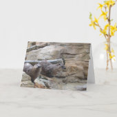 「北アメリカの川のカワウソ」サンキューカード カード (黄色い花)