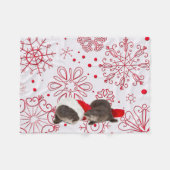 北アメリカの川カワウソのクリスマス フリースブランケット (正面(横))