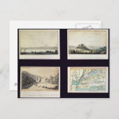 北アメリカの情景とニューヨークの地図 ポストカード (正面/裏面)