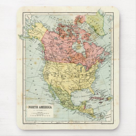 北アメリカの旧式な地図 マウスパッド (正面)