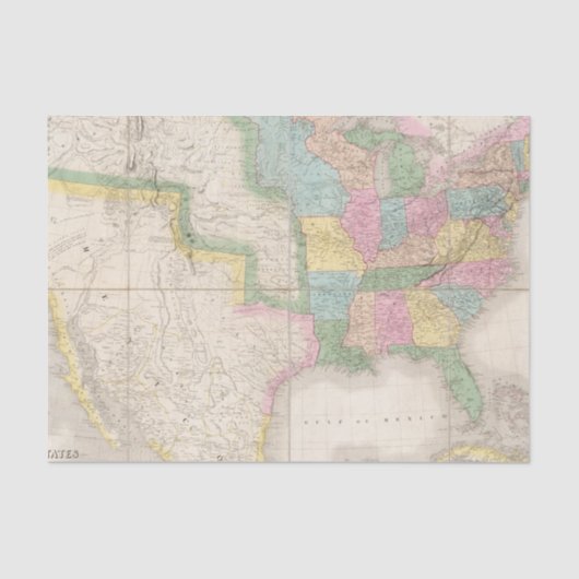 北アメリカの米国の地図 薄葉紙 (正面)