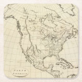 北アメリカの輪郭の地図 スクエアペーパーコースター (正面)
