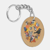 北アメリカの鳥の秋のリース キーホルダー (正面左)