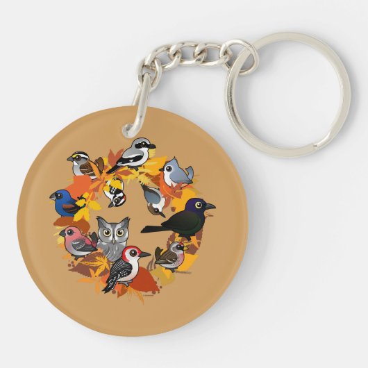 北アメリカの鳥の秋のリース キーホルダー (裏面)