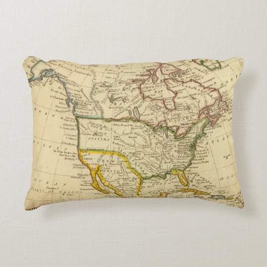 北アメリカは地図を刻みました アクセントクッション (正面)