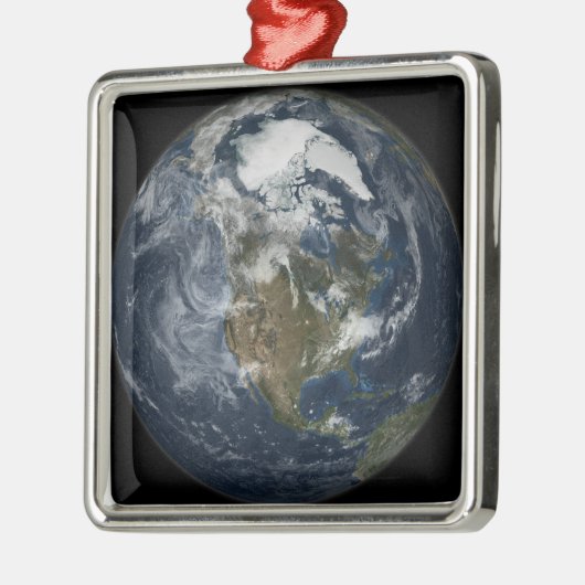 北アメリカを示す全地球5 メタルオーナメント (左)