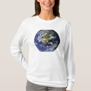 北アメリカを示す完全な地球 Tシャツ