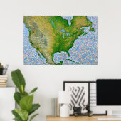 北アメリカモザイク ポスター (ホームオフィス)