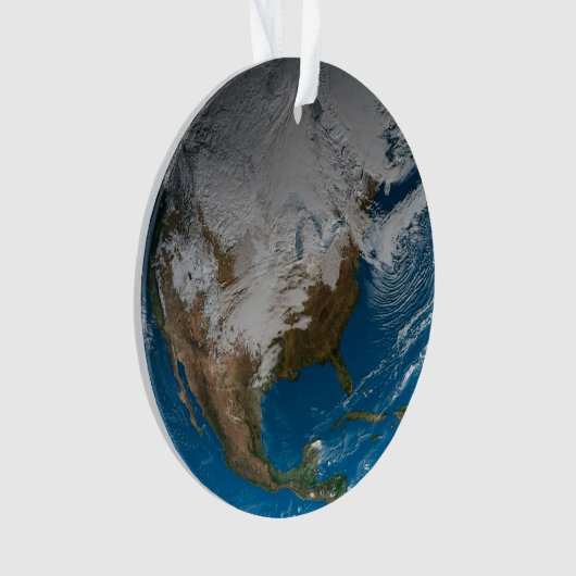 北アメリカ上空の模擬雲を持つ全地球 オーナメント (正面)