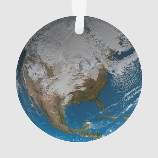 北アメリカ上空の模擬雲を持つ全地球 オーナメント (裏面)