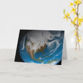 北アメリカ上空の模擬雲を持つ全地球 カード (黄色い花)