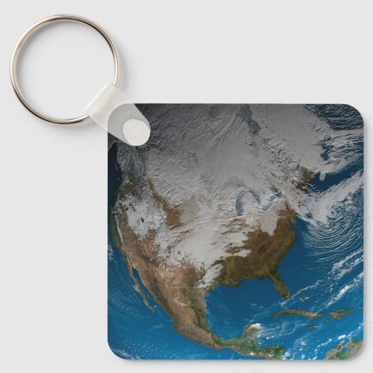 北アメリカ上空の模擬雲を持つ全地球 キーホルダー (正面)