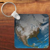 北アメリカ上空の模擬雲を持つ全地球 キーホルダー (正面)
