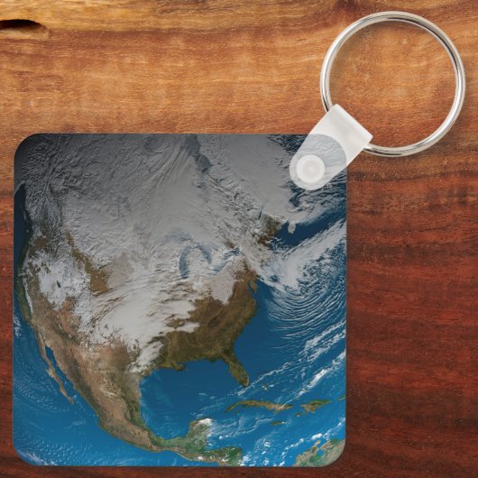 北アメリカ上空の模擬雲を持つ全地球 キーホルダー (裏面)