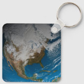 北アメリカ上空の模擬雲を持つ全地球 キーホルダー (裏面)