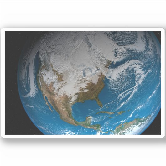北アメリカ上空の模擬雲を持つ全地球 シール (正面)