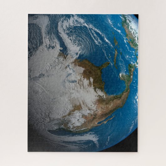 北アメリカ上空の模擬雲を持つ全地球 ジグソーパズル (縦)