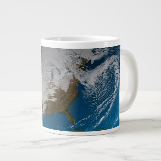 北アメリカ上空の模擬雲を持つ全地球 ジャンボコーヒーマグカップ (正面右)