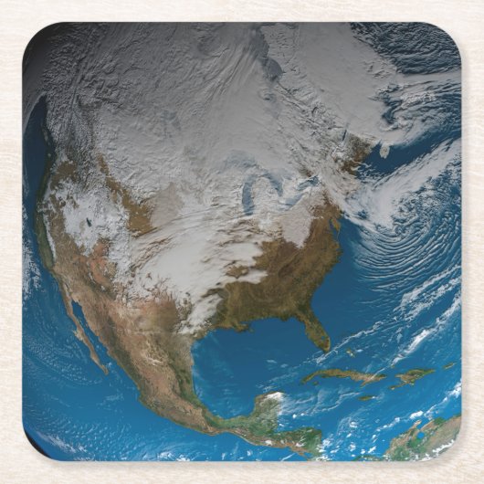 北アメリカ上空の模擬雲を持つ全地球 スクエアペーパーコースター (正面)