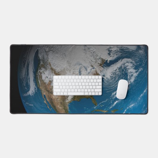 北アメリカ上空の模擬雲を持つ全地球 デスクマット (キーボード&マウス)