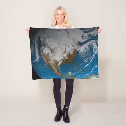 北アメリカ上空の模擬雲を持つ全地球 フリースブランケット (インサイチュ)