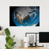 北アメリカ上空の模擬雲を持つ全地球 ポスター (ホームオフィス)