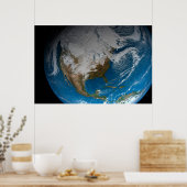 北アメリカ上空の模擬雲を持つ全地球 ポスター (キッチン)