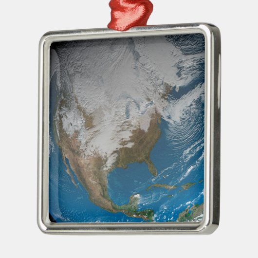 北アメリカ上空の模擬雲を持つ全地球 メタルオーナメント (左)