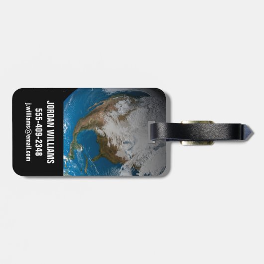 北アメリカ上空の模擬雲を持つ全地球 ラゲッジタグ (裏面横)