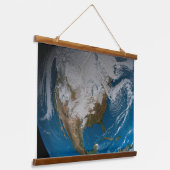 北アメリカ上空の模擬雲を持つ全地球 吊り下げ型タペストリー (傾斜あり)