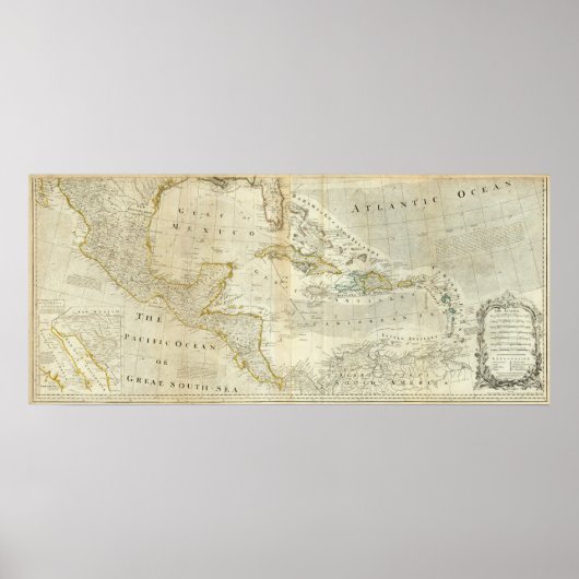 北アメリカ南部の正確な地図 ポスター (正面)