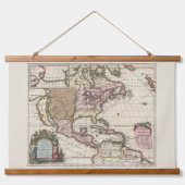 北アメリカ希少歴史旧世界地図 吊り下げ型タペストリー (正面)