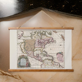 北アメリカ希少歴史旧世界地図 吊り下げ型タペストリー
