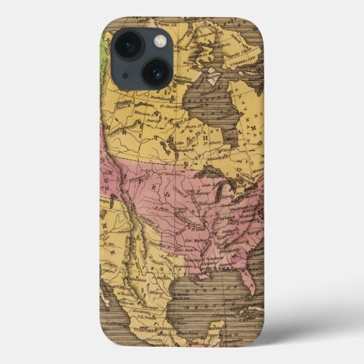北アメリカ手の着色された地図書の地図 Case-Mate iPhoneケース (裏面)