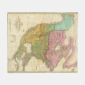 北アメリカ3の地図 フリースブランケット (正面(横))