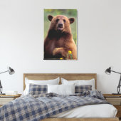 北アメリカ、カリフォルニア、シナモンブラックベア キャンバスプリント (インサイチュ (寝室))