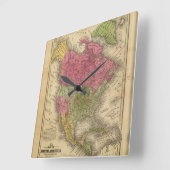 北アメリカ。 スクエア壁時計 (傾斜)