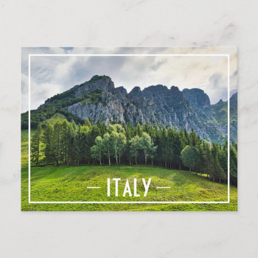 北イタリアの松のある山林 ポストカード (正面)