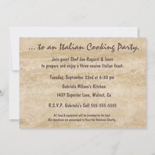 北イタリアパーティの招待状 招待状 (裏面)