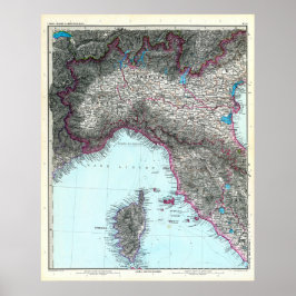 北イタリア地図(1891年) ポスター