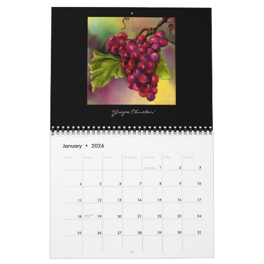 北イタリア暦 カレンダー (1月 2026)