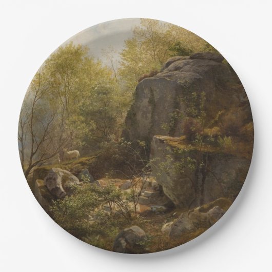 北ウェールズのコンウェイ近郊の風景(A.H. Wyant) ペーパープレート (正面)