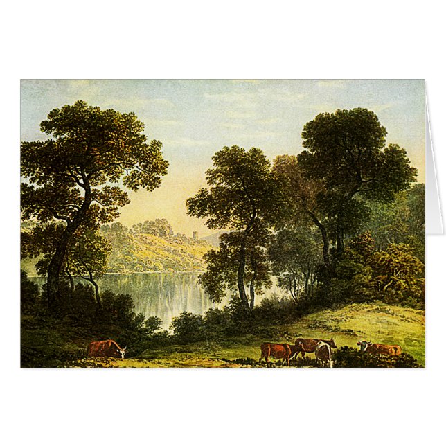 北ウェールズのビュー – 水の色絵画のカード (正面横)