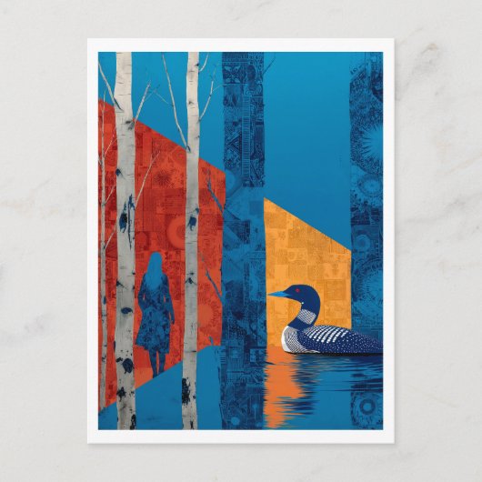 北ウッズの樺の木の森に住む ポストカード (正面)