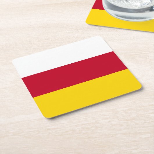 北オセチア国旗 スクエアペーパーコースター (アングル)