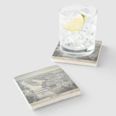 北オーロライリノイ石リトグラフ1871アート ストーンコースター (横)